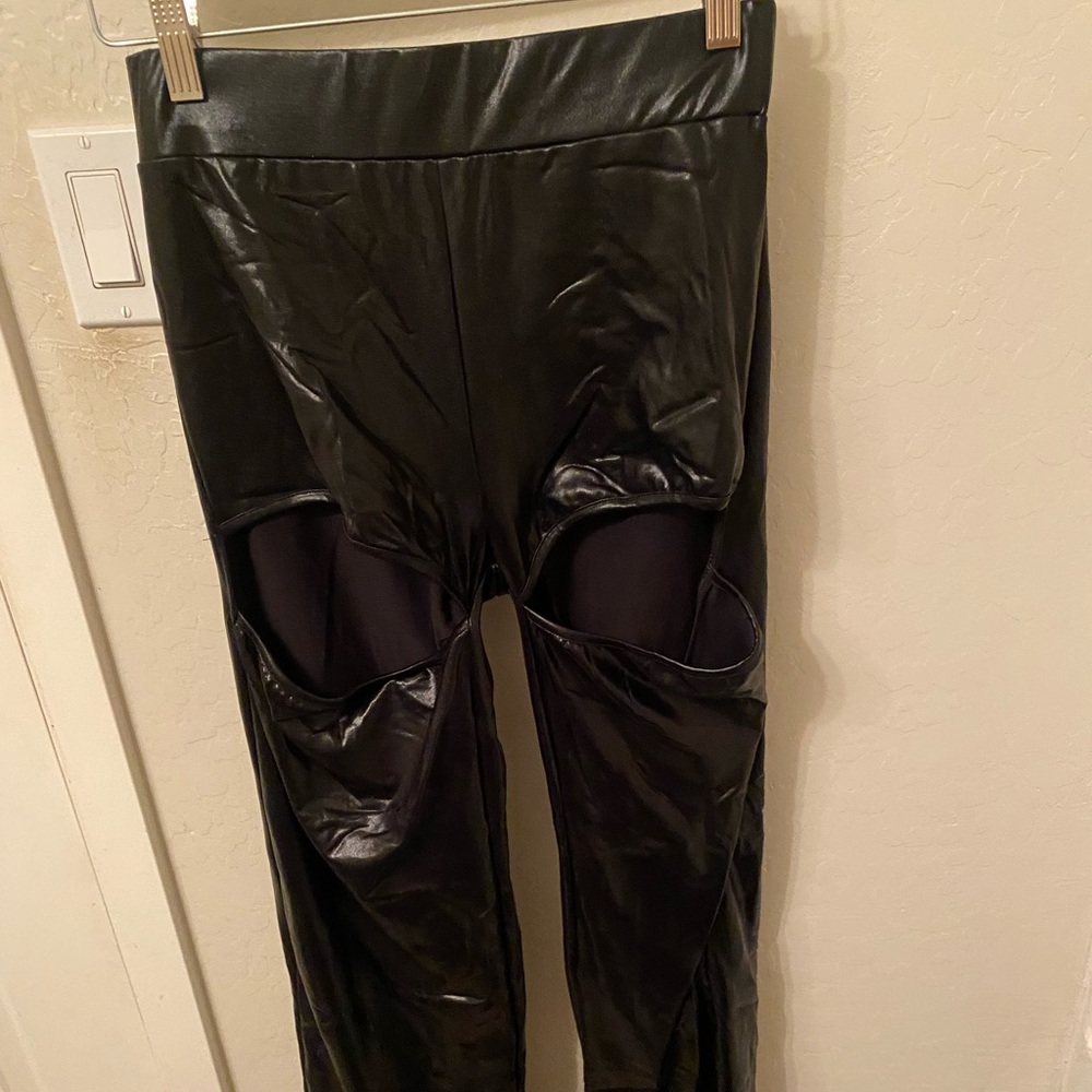 Dollskill Faux Leather Cut Out Flare Pants